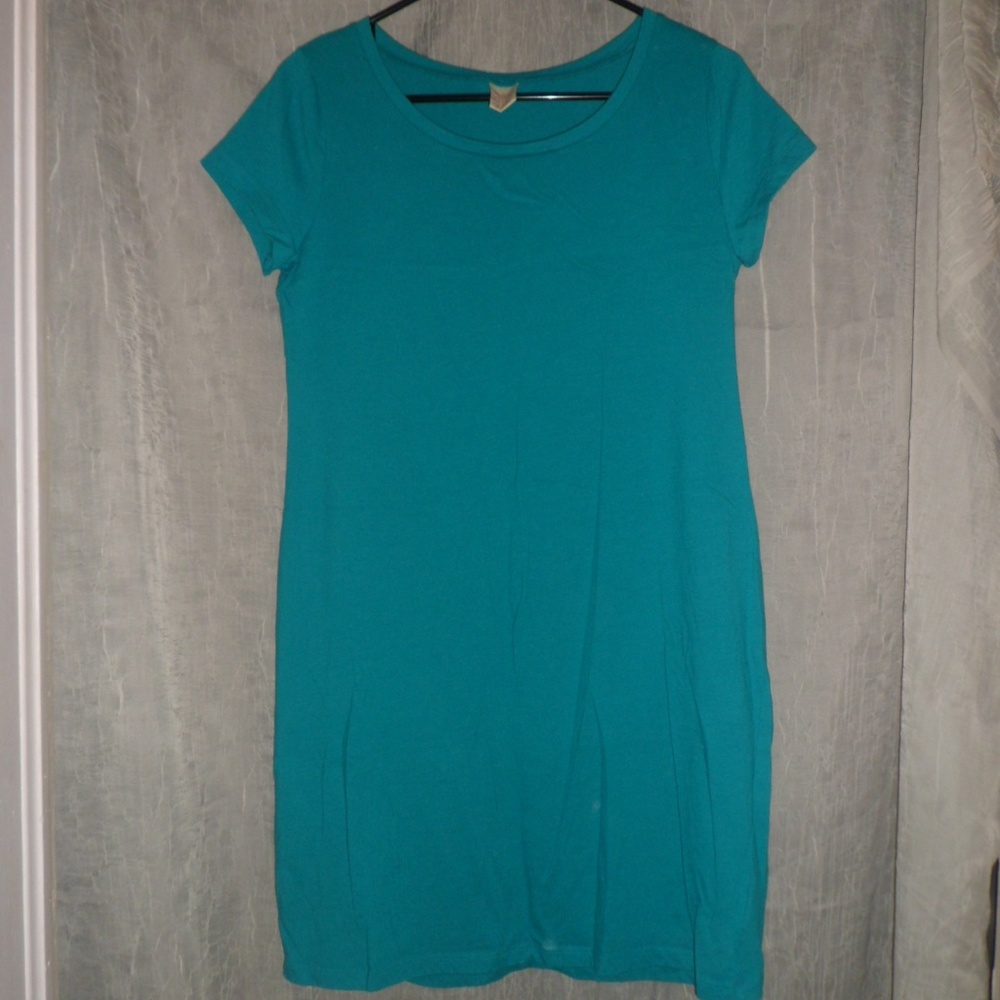 Turquoise Faded Glory Tee Shirt Dress Tunic - Med